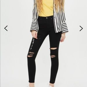 New Topshop Moto black super ripped Leigh Jeans